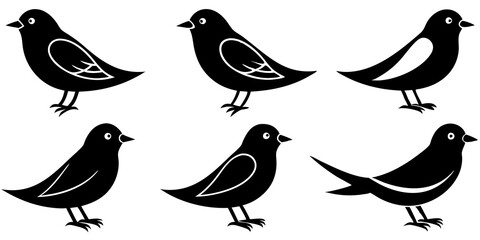 Bird icons. Set of illustrations: bird silhouette icon vector art.
