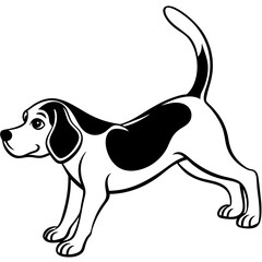 Beagle puppy dog isolated on white, beagle dog vector illustration, animal vector art, dog silhouette,  pet vector icon, burger cartoon line art, eps