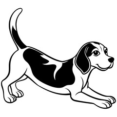 Beagle puppy dog isolated on white, beagle dog vector illustration, animal vector art, dog silhouette,  pet vector icon, burger cartoon line art, eps