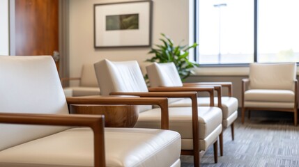 Fototapeta premium Sophisticated Traveler Waiting Area with Stylish Seating and Contemporary Decor Providing a Tranquil and Inviting Atmosphere for Relaxation and Rest