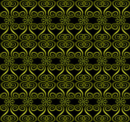 Seamless gold pattern on black background