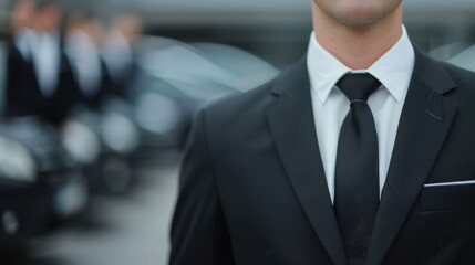 Hotel Valet Attendants Providing Parking Services for Luxury Vehicles in Upscale City Landscape with Deep Depth of Field