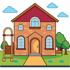 Environmental house isolated on white, house vector illustration, animal vector art, house silhouette,  house vector icon, house cartoon line art, eps
