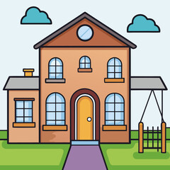 Environmental house isolated on white, house vector illustration, animal vector art, house silhouette,  house vector icon, house cartoon line art, eps
