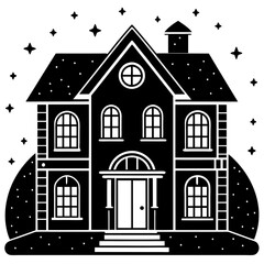 Environmental house isolated on white, house vector illustration, animal vector art, house silhouette,  house vector icon, house cartoon line art, eps
