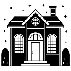 Environmental house isolated on white, house vector illustration, animal vector art, house silhouette,  house vector icon, house cartoon line art, eps
