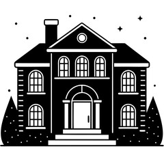 Environmental house isolated on white, house vector illustration, animal vector art, house silhouette,  house vector icon, house cartoon line art, eps
