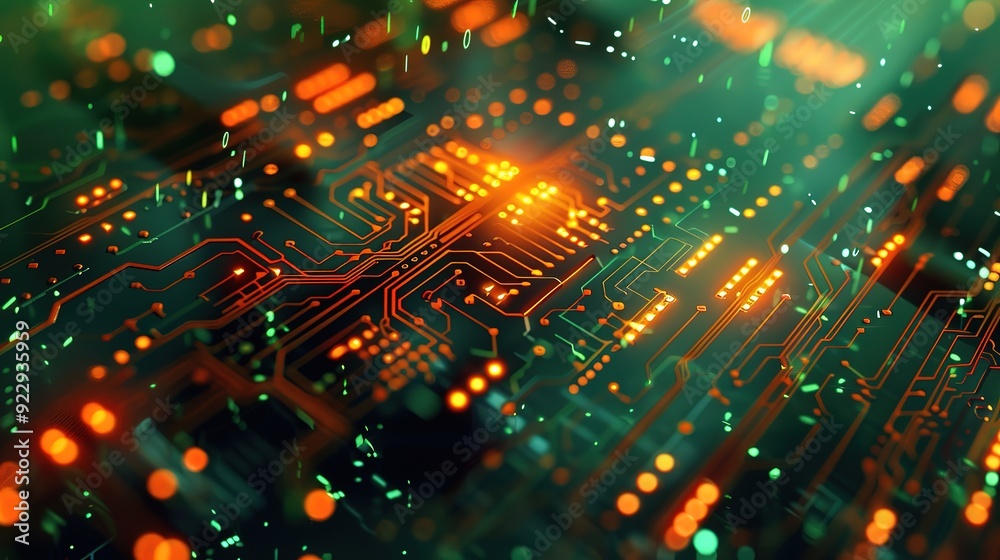 Poster amazing printed circuit board futuristic server/circuit board futuristic server code processing