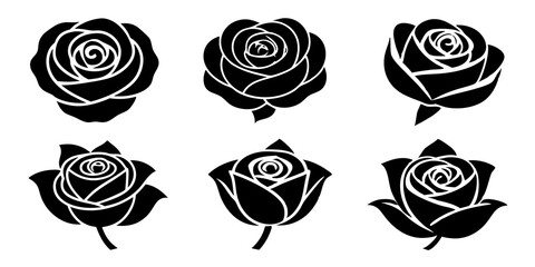 Rose icons. set of illustrations rose silhouette icon style vector art.
