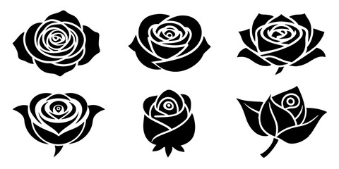 Rose icons. set of illustrations rose silhouette icon style vector art.
