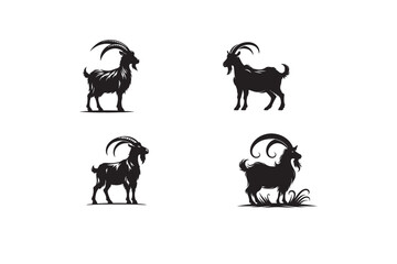 black and white goat silhouettes vector