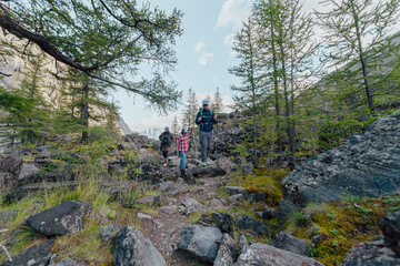 hiking in the mountains