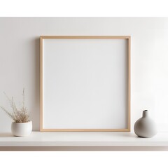 white frame on the wall with a frame