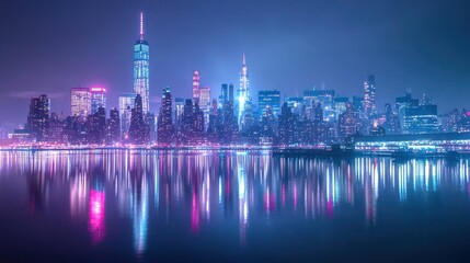 Fototapeta premium View on Manhattan at night