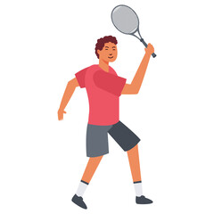 Cartoon Tennis Player Character Isolated on White Background. Vector Illustration.