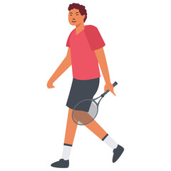 Cartoon Tennis Player Character Isolated on White Background. Vector Illustration.