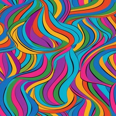 Seamless pattern of ribbon-like lines in vibrant colors