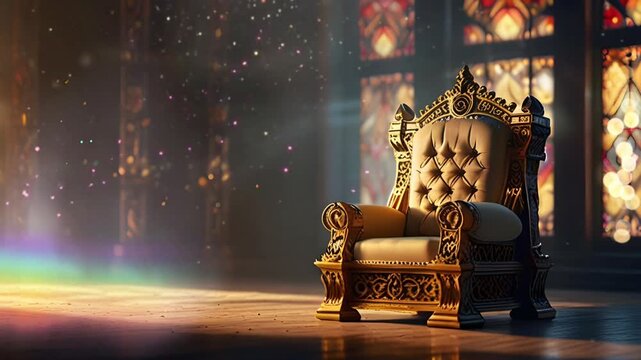 A magnificent king and queen chair inside the palace. Seamless 4K looping timelapse video animation