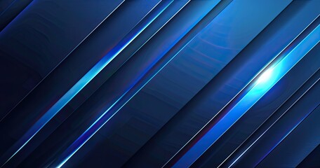 Fototapeta premium Abstract blue background with diagonal lines and glowing light effects, creating an elegant atmosphere for design or presentation. 