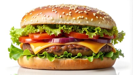 delicious tasty of burger on white background