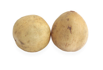 Long kong fruit or Lansium parasiticum isolated on white background with clipping path. Tropical fruit, Close up, side view