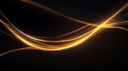 Dynamic 3D golden light beams and speed trails background. Generative Ai.