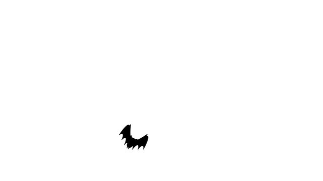 Motion graphics of flying bats on a white background.