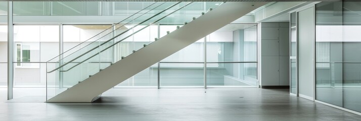 Emergency escape stairwell in a contemporary office structure