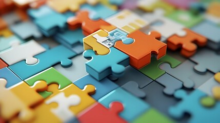 Obraz premium Visualizing the Complex Puzzle of Information Assembly and Search Engine