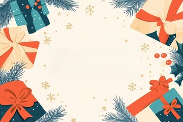 Christmas shopping list with gifts, festive ribbon and bows, holiday spirit, flat design illustration