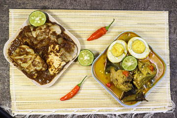 Tofu meatballs with peanut sauce and Chicken and eggs with yellow broth 