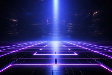 Futuristic glowing neon lines on a dark abstract background.