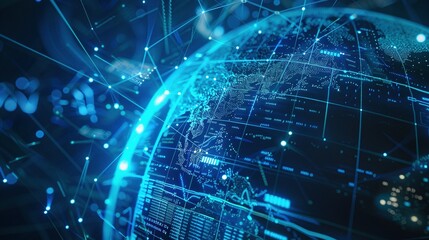 Fototapeta premium Digital Globe with Abstract Network Connections and Data