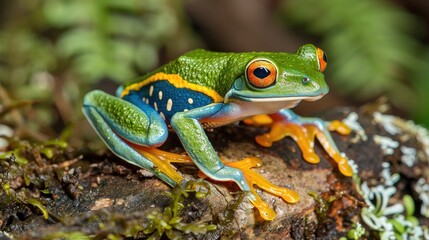 Close-Up of a Vibrant Red-Eyed Tree Frog