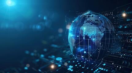 Digital Globe with Connected Lines and Data Points