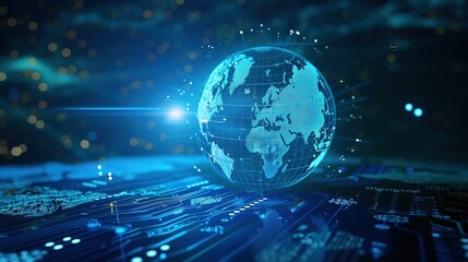 Digital Globe on Circuit Board Representing Global Connectivity