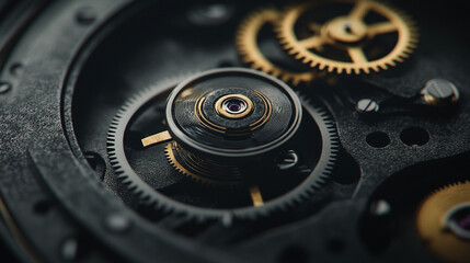 A close-up of a mechanical watch gears - Generative AI