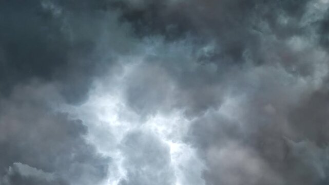 storm clouds, Flashes of lightning storm on dark blue sky