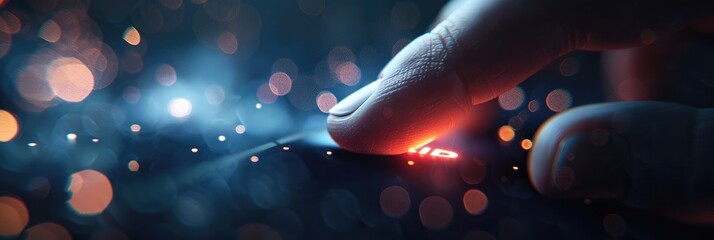 Blurred view of a finger activating the enter key