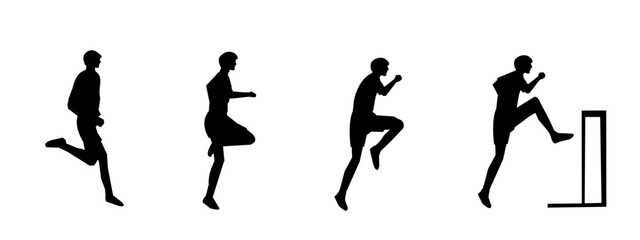 Hurdler silhouette collection set. Vector illustration.