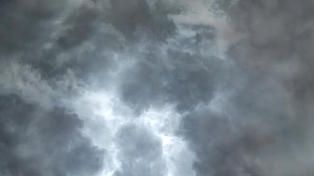 storm clouds, Lightning and night thunderstorm