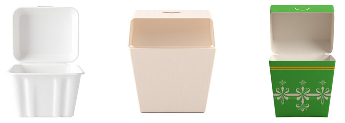 Obraz premium set of takeaway food container boxes isolated on transparent background.generative AI