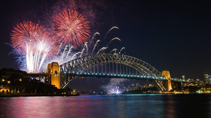 Obraz premium Sydney Australia Bridge Fireworks 