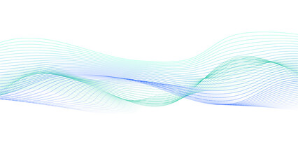 Abstract gradient smooth wave on a white background. Abstract blue and green gradient wavy flowing line blend background.