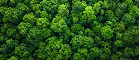 Fototapeta premium Aerial view of a lush green forest canopy.