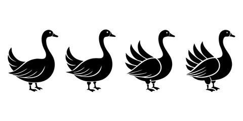 Geese logo icons. set of illustrations geese silhouette icon style vector art.
