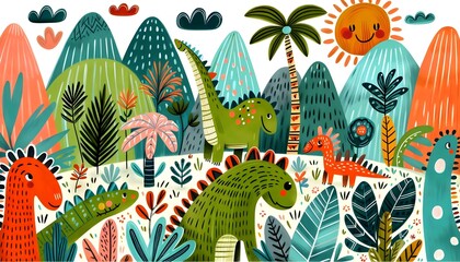 Naklejka premium Dinos Aventureros