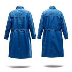 Naklejka premium blue raincoat, front and back view, isolated on white