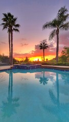 Sunset in the pool