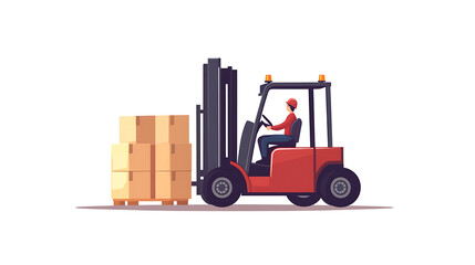 Naklejka premium Forklift Operator Moving Pallet of Boxes
